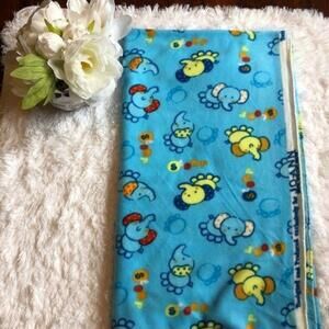 Soft Blue Baby Blanket with Cute Animal Print